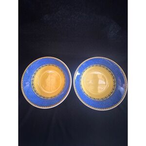 Furio Italy La Primula Serving Bowls Set of 2 Blue Yellow Scroll 9.875 Inch